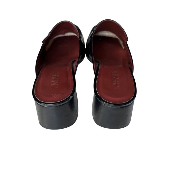 Lauren Ralph Lauren Bethel Mules 8.5 Vintage 90s RLR Black Leather Slip On Heels - Picture 6 of 10